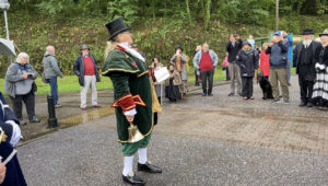 Town Cryer Ros Charlton Announces Procedings at the Station - Photo by Kevin Ball