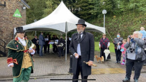 1871 Stationmaster Mr W. Hodge, (Clive Charlton), Receives the Ceremonial Key for the Opening of the Station - Photo by Kevin Ball