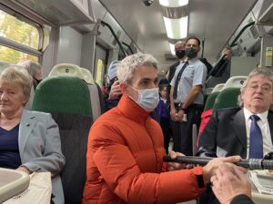 Local and National Press Interview Passengers on the VIP Train