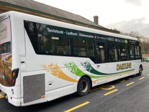 One of the Newly Designed 118 Buses Now Stopping at Okehampton Station