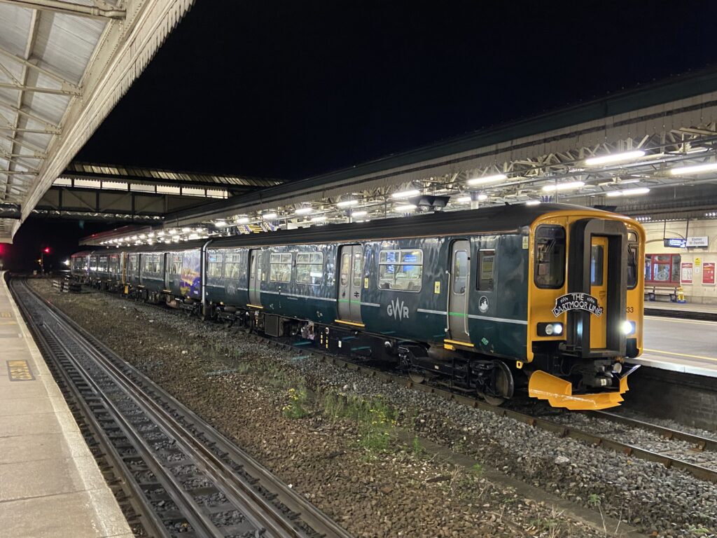 First Train to Okehampton Waits for Departure at Exeter St Davids